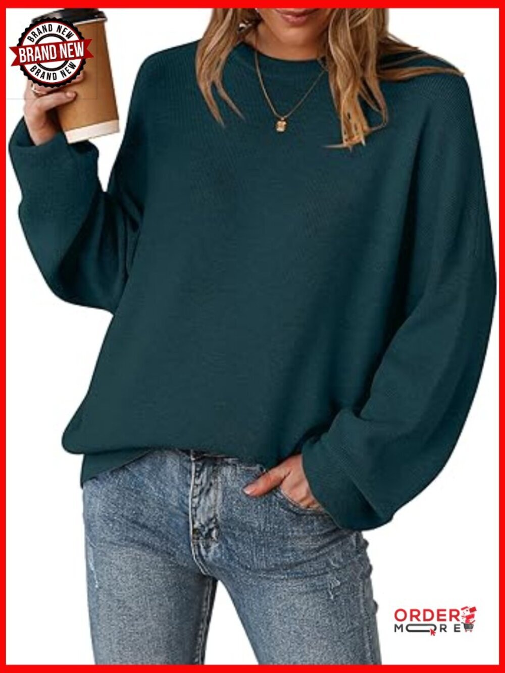 Wool Blend Oversized Crewneck Sweater, Cozy Pullover Top